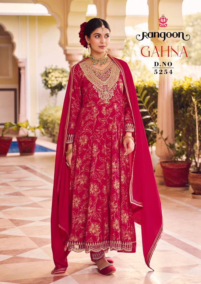 GAHNA Gahna By Rangoon Rayon Printed Anarkali Readymade Suits Wholesale Price In Surat